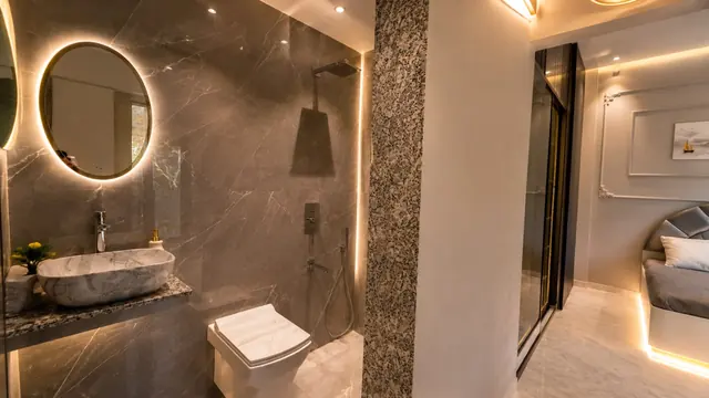 Attached bathroom in the sample flat