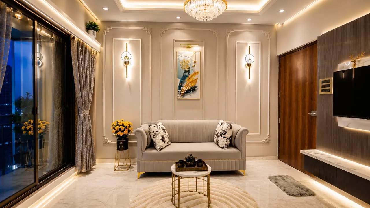 Living room of the Kalas Darshan sample flat